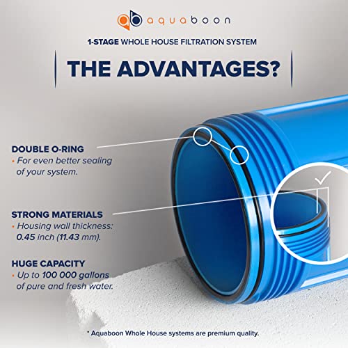 Aquaboon 4.5 x 10 מערכת מסננת מים שלמה עם שחרור לחץ ומחסנית פילטר מים של מעטפת קוקוס קוקוס | CTO בלוק פחמן מופעל